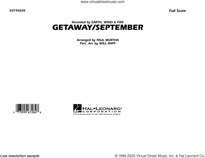 Getaway/September (arr. Paul Murtha) (COMPLETE) sheet music for marching band by Paul Murtha, Earth, Wind & Fire and Will Rapp, intermediate skill level