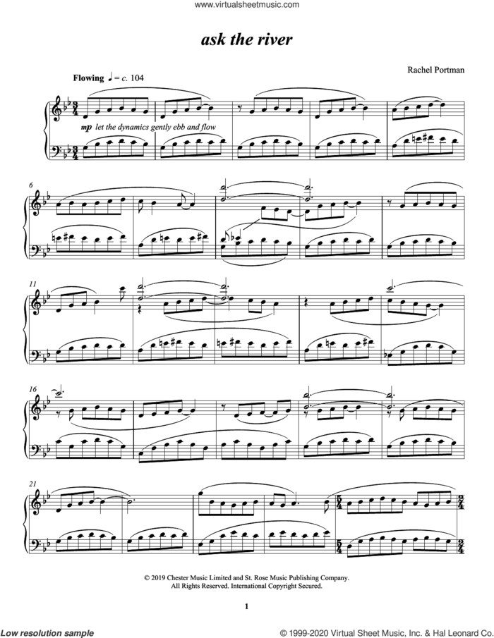 ask the river sheet music for piano solo by Rachel Portman, classical score, intermediate skill level