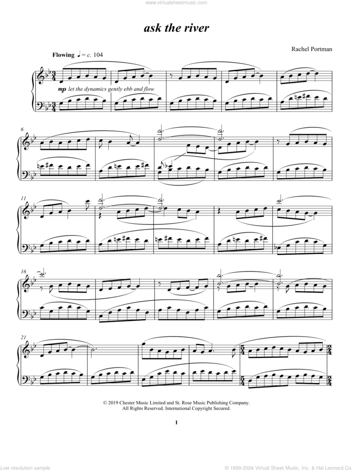 ask the river sheet music for piano solo by Rachel Portman, classical score, intermediate skill level