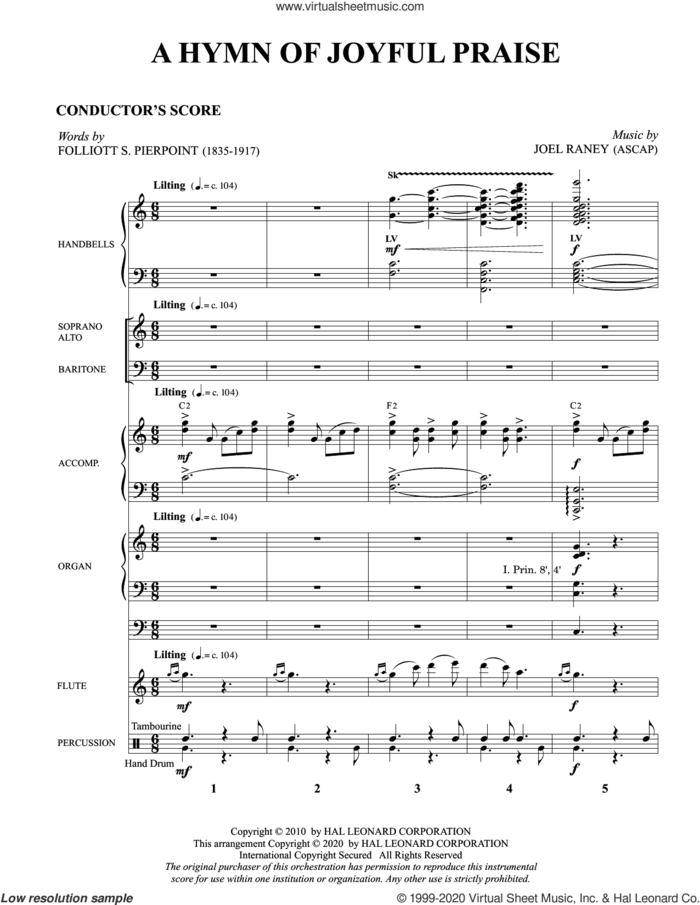 A Hymn of Joyful Praise (COMPLETE) sheet music for orchestra/band by Joel Raney, Folliott Pierpoint and Folliott Pierpoint and Joel Raney, intermediate skill level