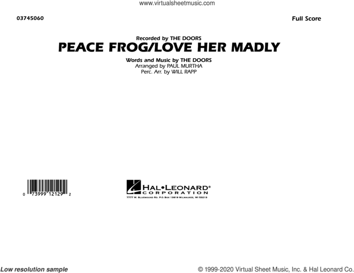 Peace Frog/Love Her Madly (arr. Paul Murtha) (COMPLETE) sheet music for marching band by Paul Murtha and The Doors, intermediate skill level