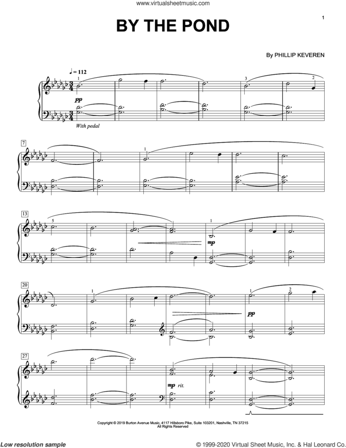 By The Pond sheet music for piano solo by Phillip Keveren, classical score, intermediate skill level