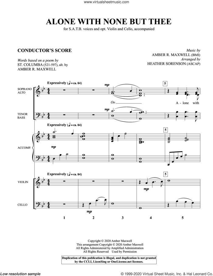 Alone With None But Thee (arr. Heather Sorenson) (COMPLETE) sheet music for orchestra/band by Heather Sorenson, Amber R. Maxwell and St. Columba, intermediate skill level