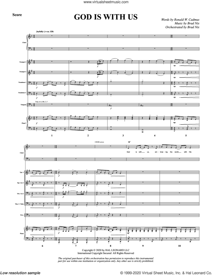 God Is With Us (COMPLETE) sheet music for orchestra/band by Brad Nix, Ronald W. Cadmus and Ronald W. Cadmus and Brad Nix, intermediate skill level