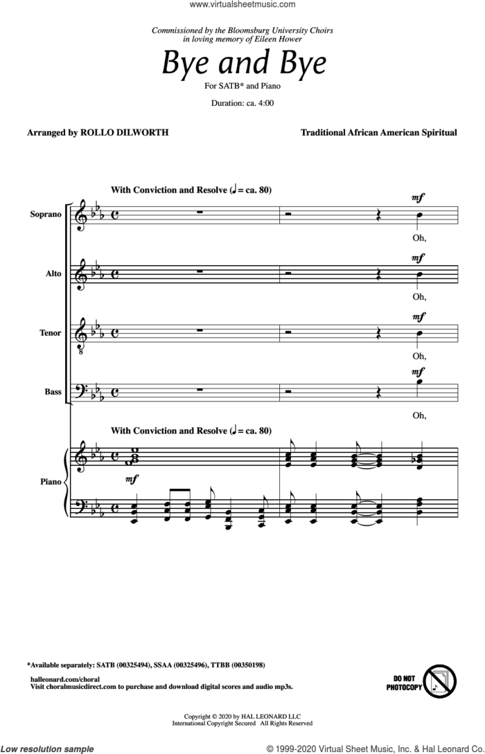 Bye And Bye (arr. Rollo Dilworth) sheet music for choir (SATB: soprano, alto, tenor, bass) by Traditional African American Spiritual and Rollo Dilworth, intermediate skill level