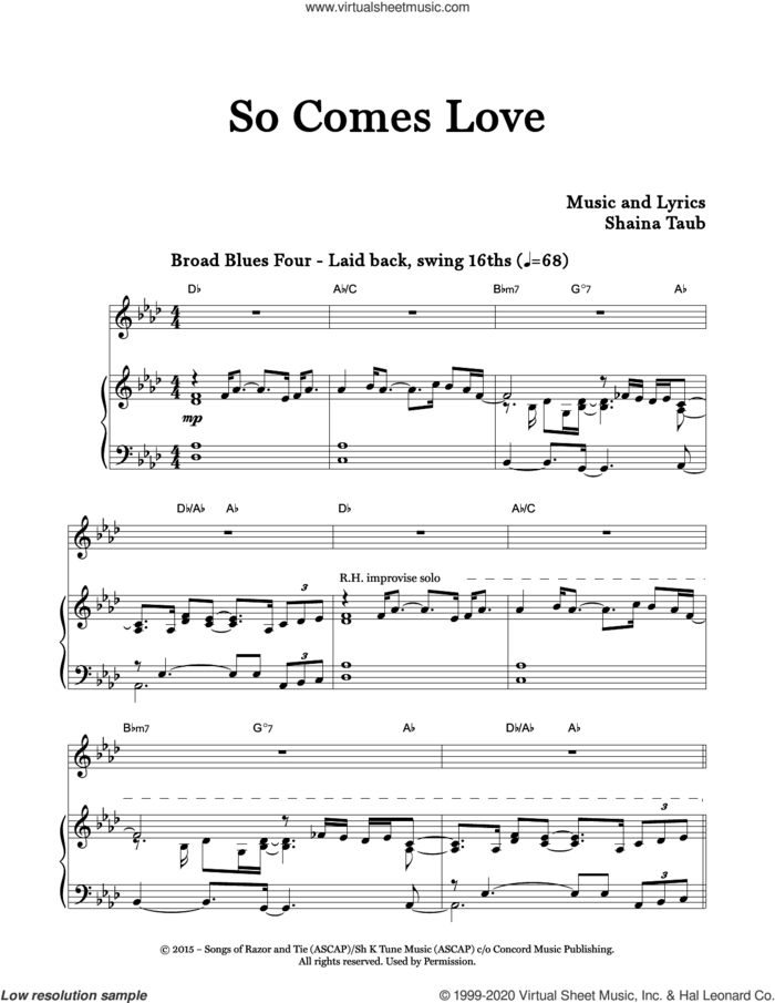 So Comes Love sheet music for voice and piano by Shaina Taub Trio and Shaina Taub, intermediate skill level