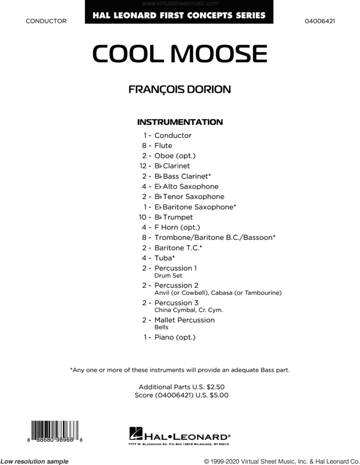 Cool Moose (COMPLETE) sheet music for concert band by Francois Dorion, intermediate skill level