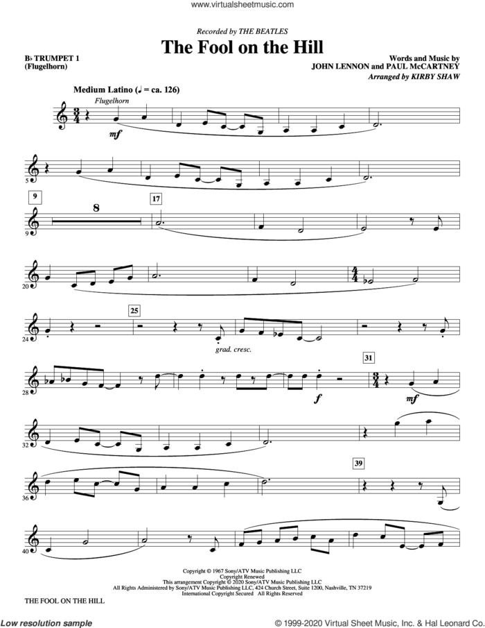 The Fool on the Hill (arr. Kirby Shaw) (complete set of parts) sheet music for orchestra/band by The Beatles, John Lennon, Kirby Shaw and Paul McCartney, intermediate skill level