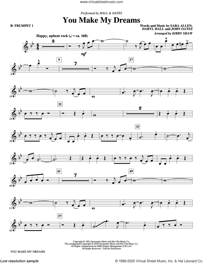 You Make My Dreams (arr. Kirby Shaw) (complete set of parts) sheet music for orchestra/band by Kirby Shaw, Daryl Hall, Hall and Oates, John Oates and Sara Allen, intermediate skill level