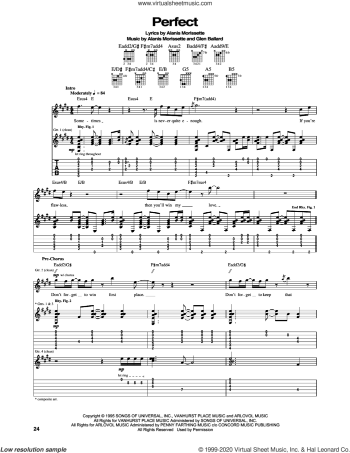 Perfect sheet music for guitar (tablature) by Alanis Morissette and Glen Ballard, intermediate skill level