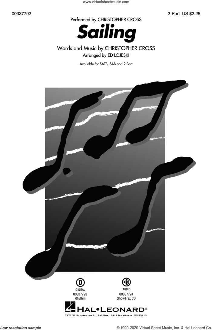 Sailing (arr. Ed Lojeski) sheet music for choir (2-Part) by Christopher Cross and Ed Lojeski, intermediate duet
