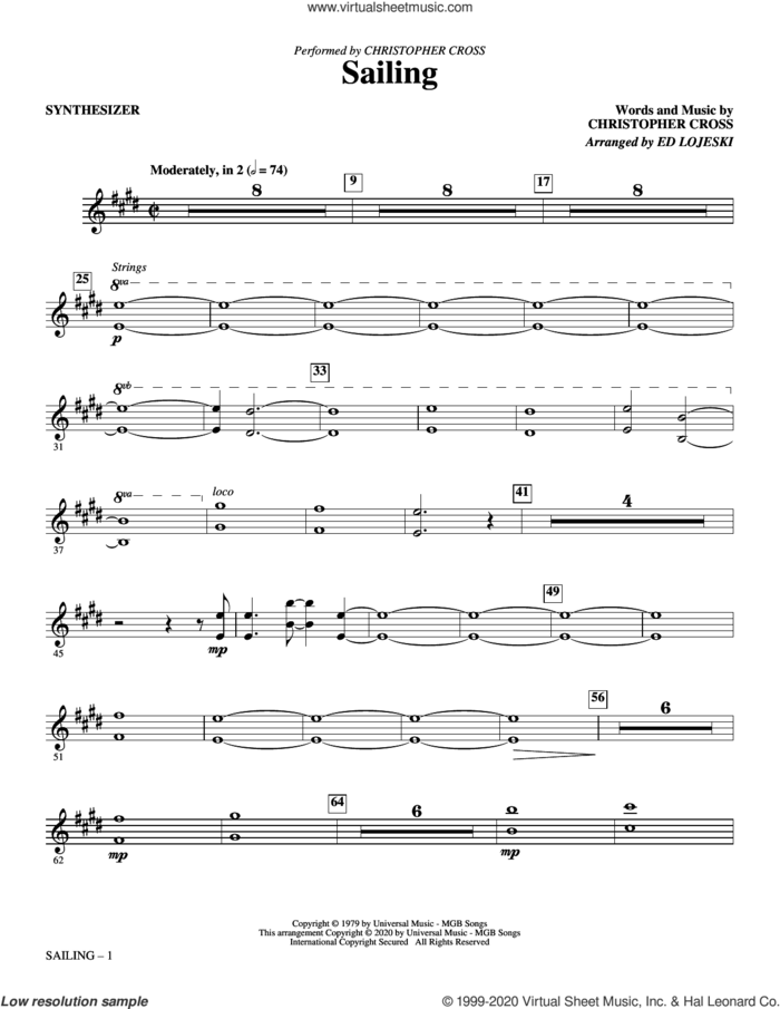 Sailing (arr. Ed Lojeski) (complete set of parts) sheet music for orchestra/band by Ed Lojeski and Christopher Cross, intermediate skill level