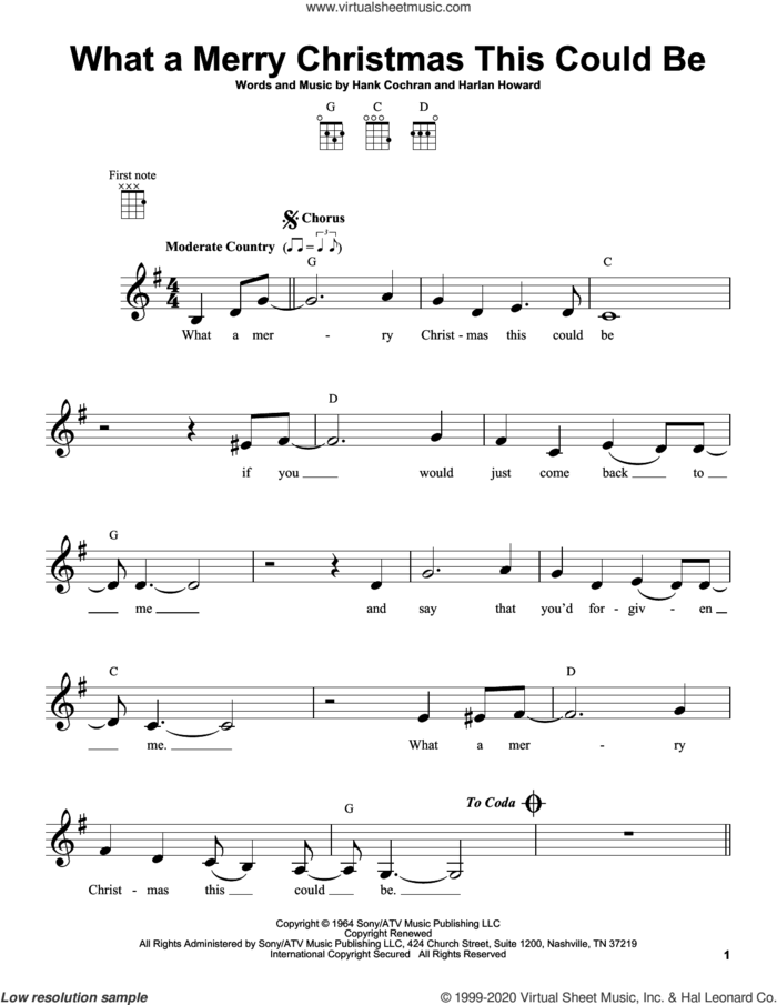 What A Merry Christmas This Could Be sheet music for ukulele by George Strait, Hank Cochran and Harlan Howard, intermediate skill level