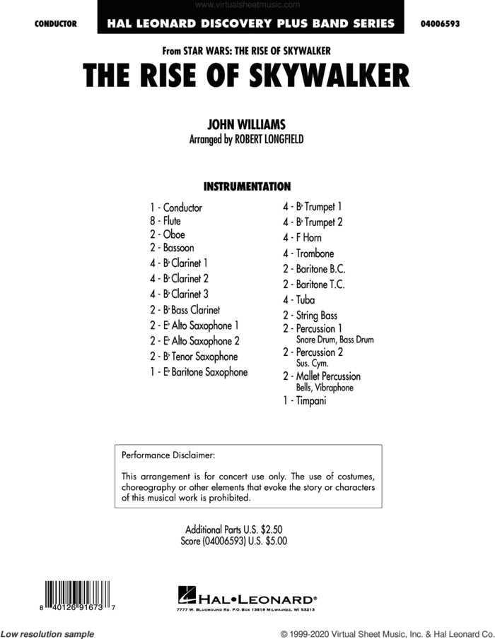 The Rise of Skywalker (from Star Wars: The Rise of Skywalker) (arr. Robert Longfield) (COMPLETE) sheet music for concert band by John Williams and Robert Longfield, intermediate skill level