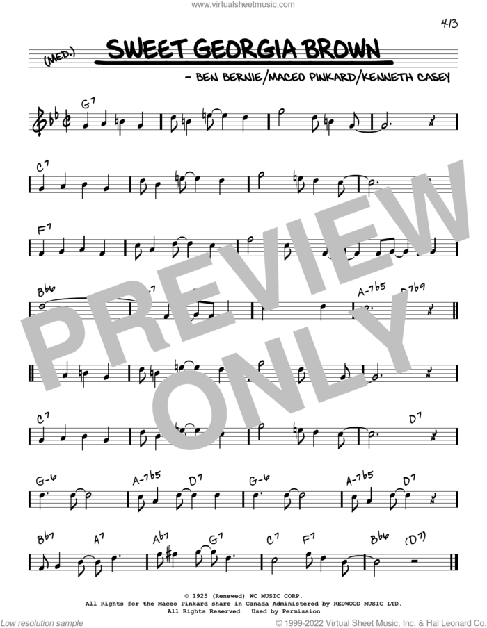 Sweet Georgia Brown sheet music for voice and other instruments (in Bb) by Count Basie, Ben Bernie, Kenneth Casey and Maceo Pinkard, intermediate skill level