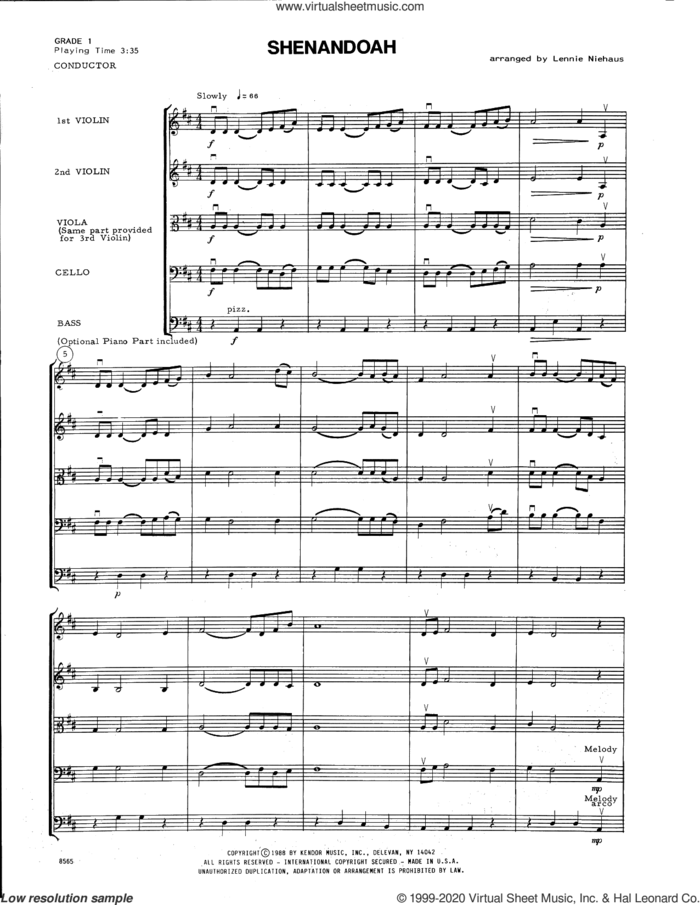 Shenandoah (arr. Lennie Niehaus) (COMPLETE) sheet music for orchestra  and Lennie Niehaus, intermediate skill level