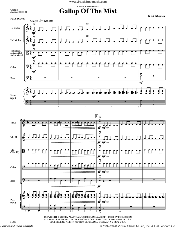 Gallop Of The Mist (COMPLETE) sheet music for orchestra by Kirt Mosier, intermediate skill level