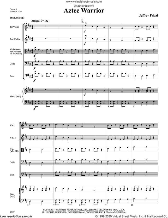 Aztec Warrior (COMPLETE) sheet music for orchestra by Jeff Frizzi, intermediate skill level