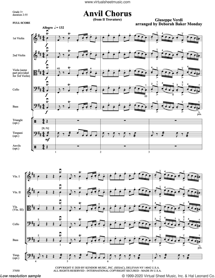 Anvil Chorus (from Il Trovatore) (arr. Deborah Baker Monday) (COMPLETE) sheet music for orchestra by Giuseppe Verdi and Deborah Baker Monday, classical score, intermediate skill level