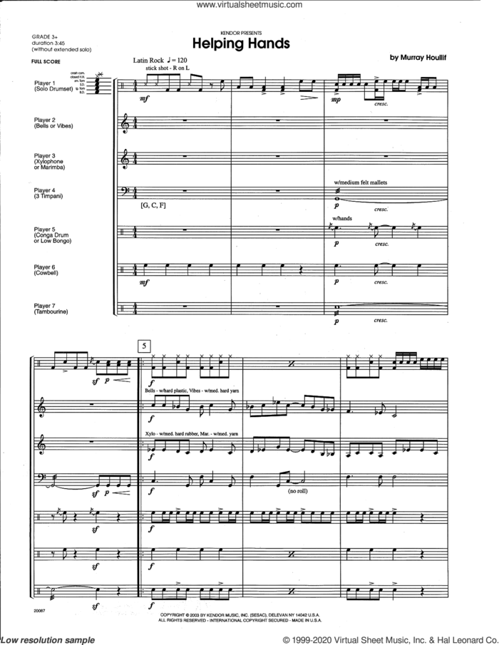 Helping Hands (COMPLETE) sheet music for percussions by Houllif, intermediate skill level