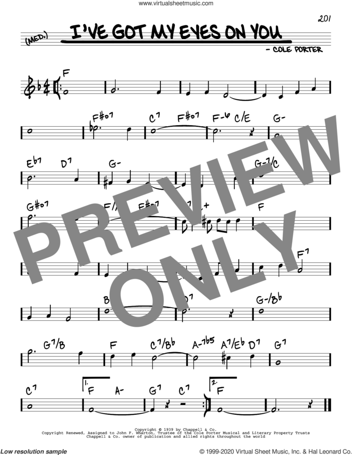 I've Got My Eyes On You sheet music for voice and other instruments (real book) by Cole Porter, intermediate skill level
