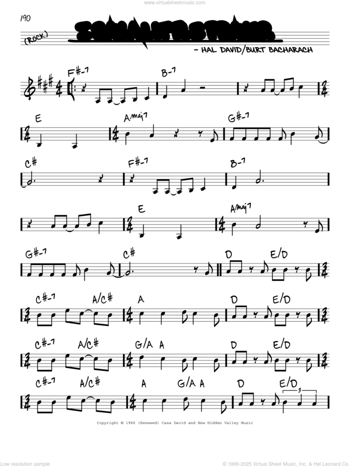 I Say A Little Prayer sheet music for voice and other instruments (real book) by Burt Bacharach, Bacharach & David and Hal David, intermediate skill level