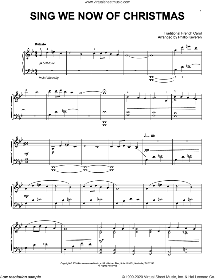 Sing We Now Of Christmas (arr. Phillip Keveren) sheet music for piano solo  and Phillip Keveren, intermediate skill level