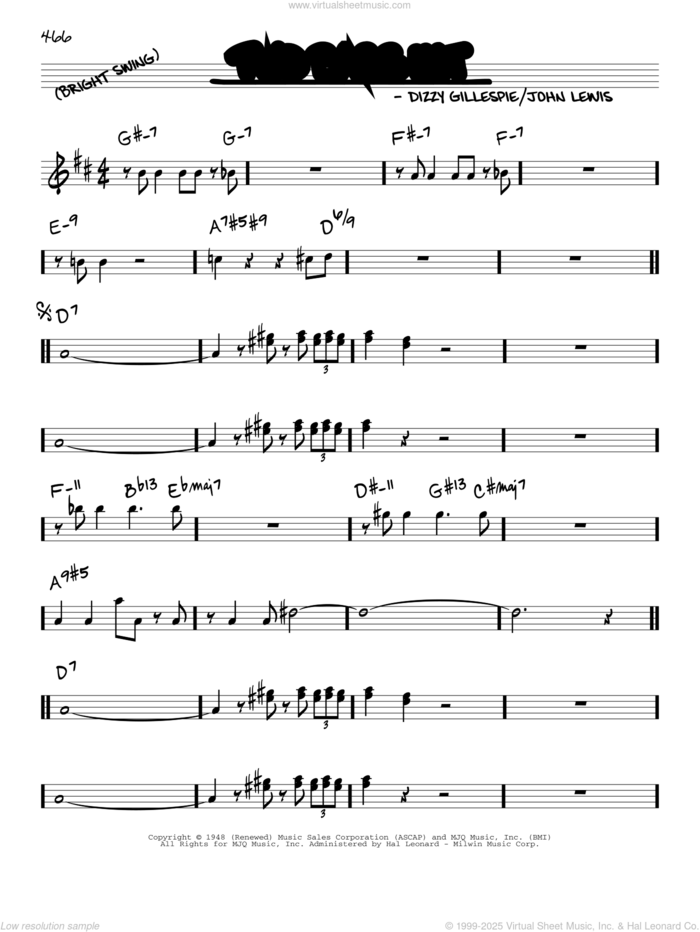 Two Bass Hit sheet music for voice and other instruments (real book) by Cannonball Adderley, Dizzy Gillespie and John Lewis, intermediate skill level