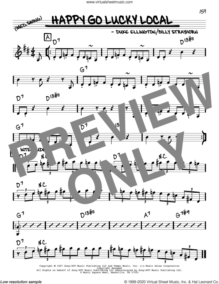 Happy Go Lucky Local sheet music for voice and other instruments (real book) by Duke Ellington and Billy Strayhorn, intermediate skill level