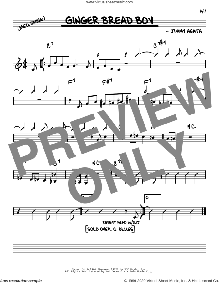 Ginger Bread Boy sheet music for voice and other instruments (real book) by Jimmy Heath, intermediate skill level
