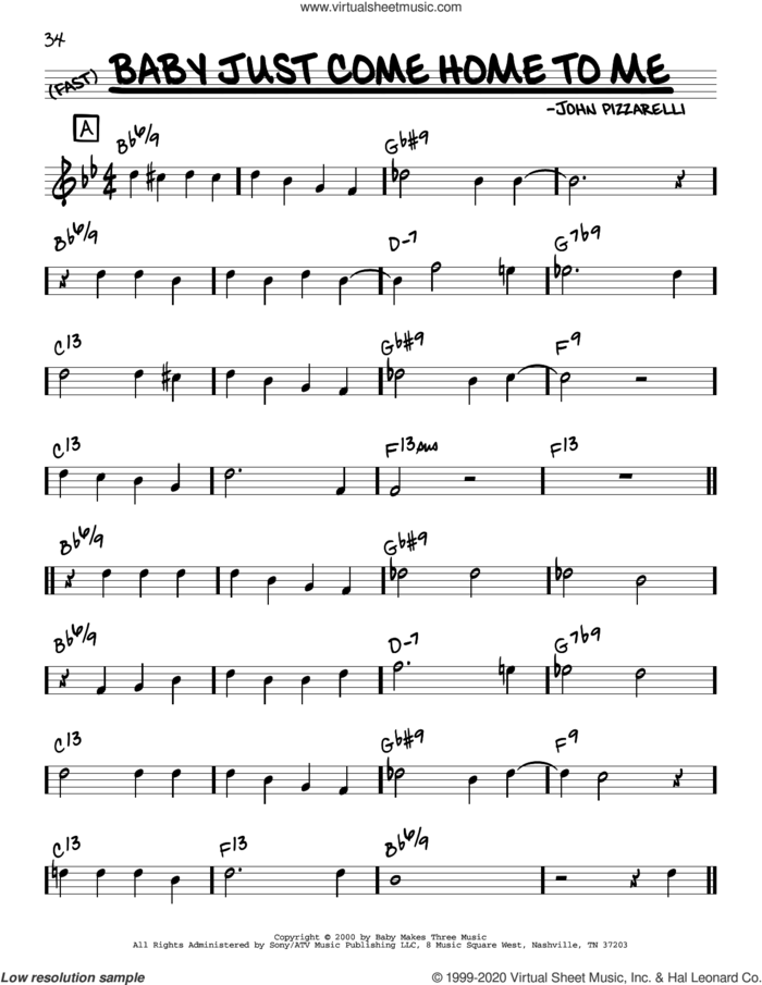 Baby Just Come Home To Me sheet music for voice and other instruments (real book) by John Pizzarelli, intermediate skill level