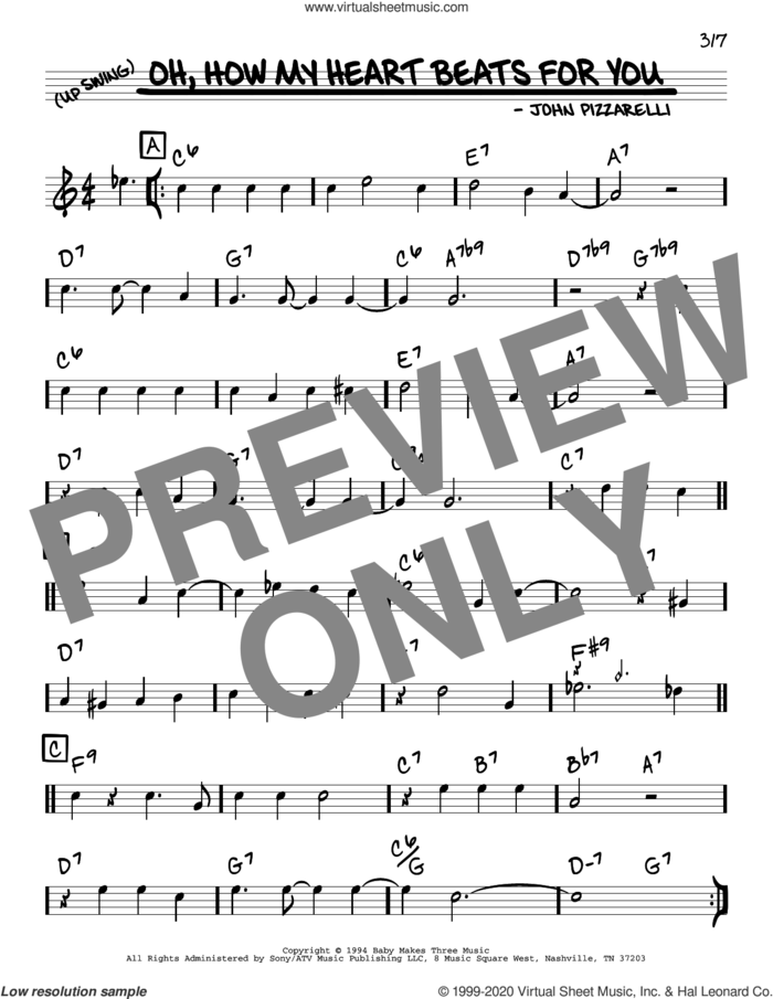 Oh How My Heart Beats For You sheet music for voice and other instruments (real book) by John Pizzarelli, intermediate skill level