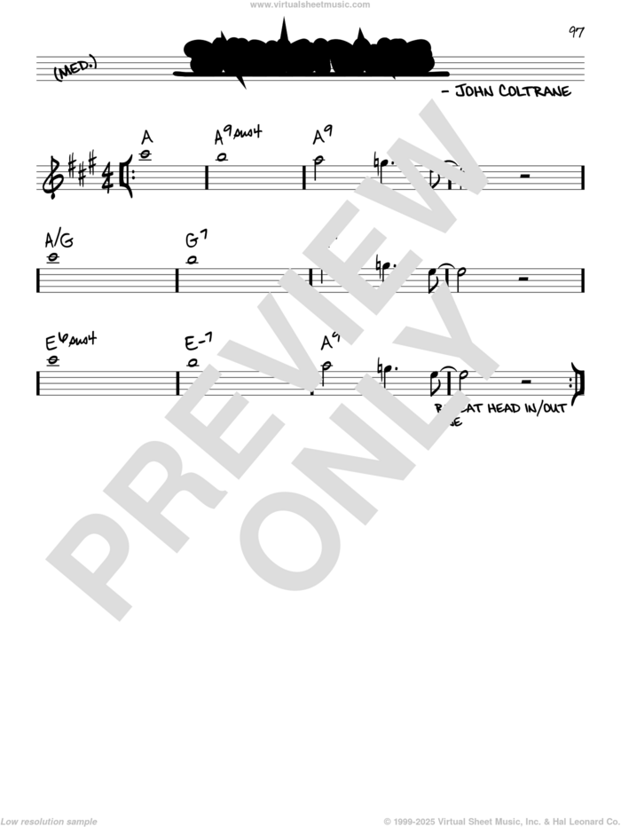 Dahomey Dance sheet music for voice and other instruments (real book) by John Coltrane, intermediate skill level