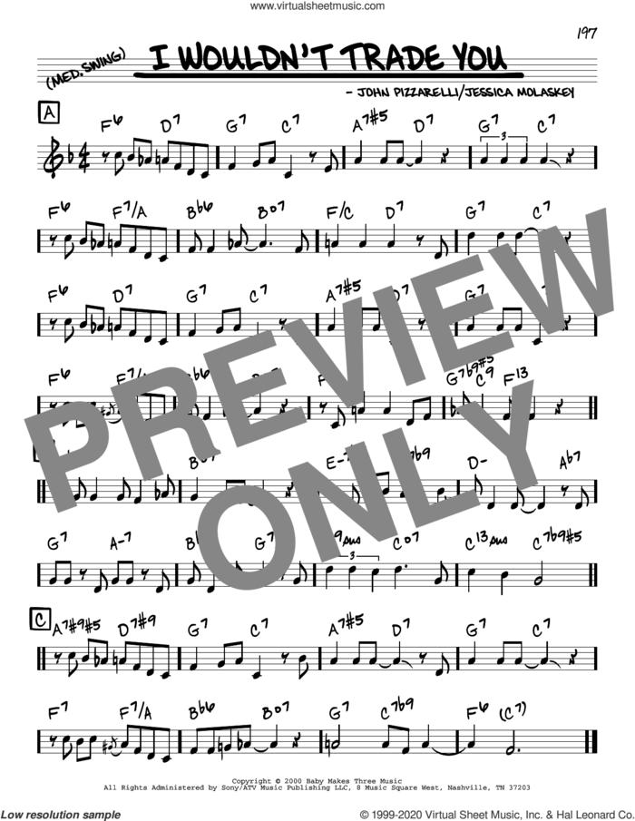 I Wouldn't Trade You sheet music for voice and other instruments (real book) by John Pizzarelli and Jessica Molaskey, intermediate skill level