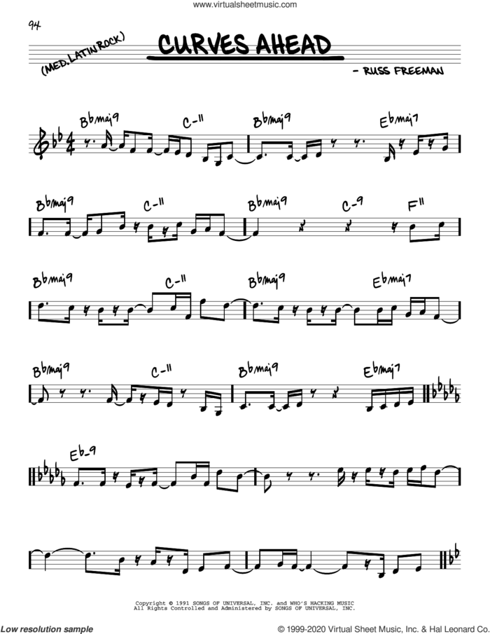 Curves Ahead sheet music for voice and other instruments (real book) by The Rippingtons and Russ Freeman, intermediate skill level