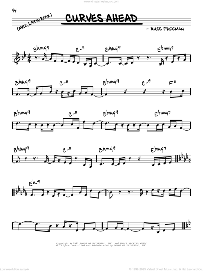 Curves Ahead sheet music for voice and other instruments (real book) by The Rippingtons and Russ Freeman, intermediate skill level