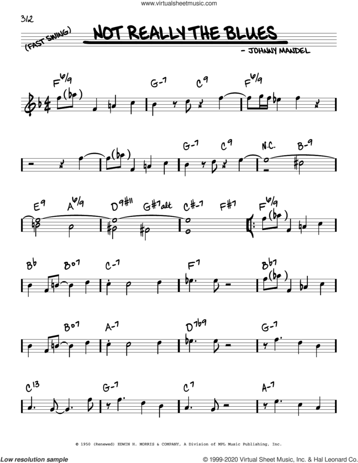 Not Really The Blues sheet music for voice and other instruments (real book) by Johnny Mandel, intermediate skill level