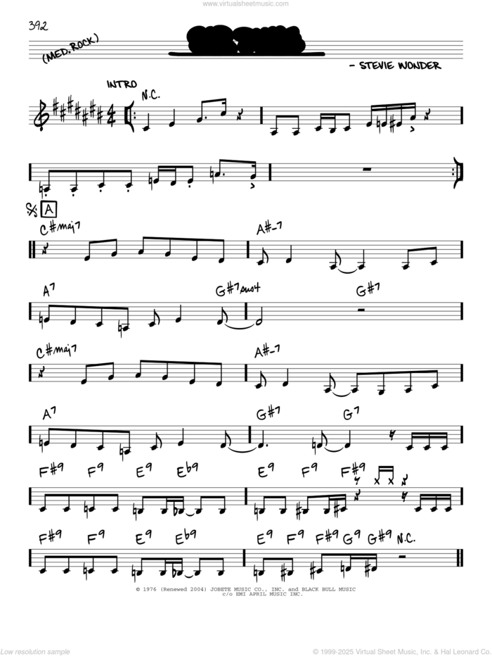 Sir Duke sheet music for voice and other instruments (real book) by Stevie Wonder, intermediate skill level