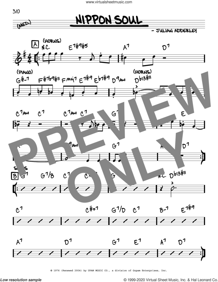 Nippon Soul sheet music for voice and other instruments (real book) by Julian Adderley, intermediate skill level