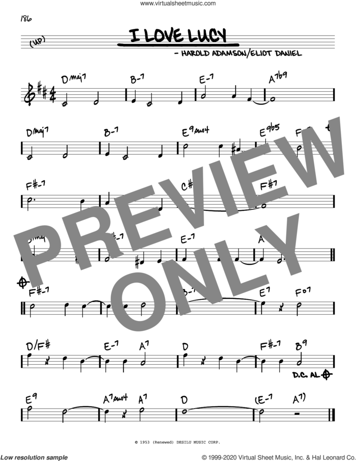 I Love Lucy sheet music for voice and other instruments (real book) by Harold Adamson, Eliot Daniel and Eliot Daniel and Harold Adamson, intermediate skill level