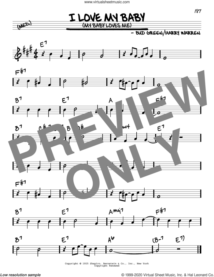 I Love My Baby (My Baby Loves Me) sheet music for voice and other instruments (real book) by Harry Warren, Bud Green and Harry Warren and Bud Green, intermediate skill level