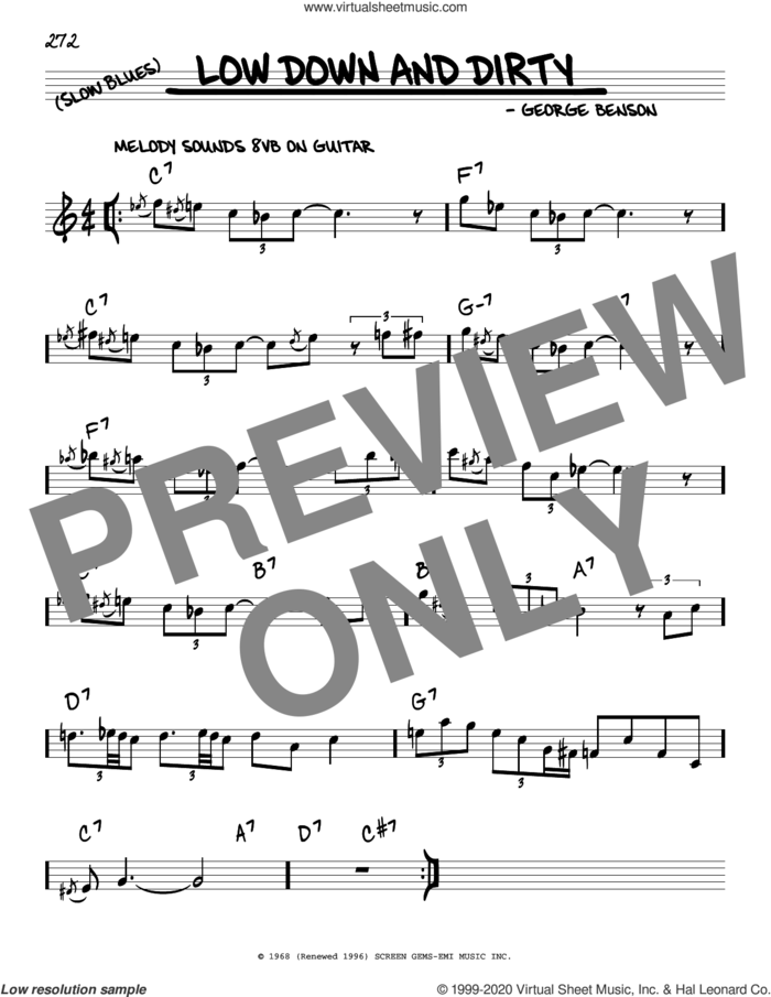 Low Down And Dirty sheet music for voice and other instruments (real book) by George Benson, intermediate skill level