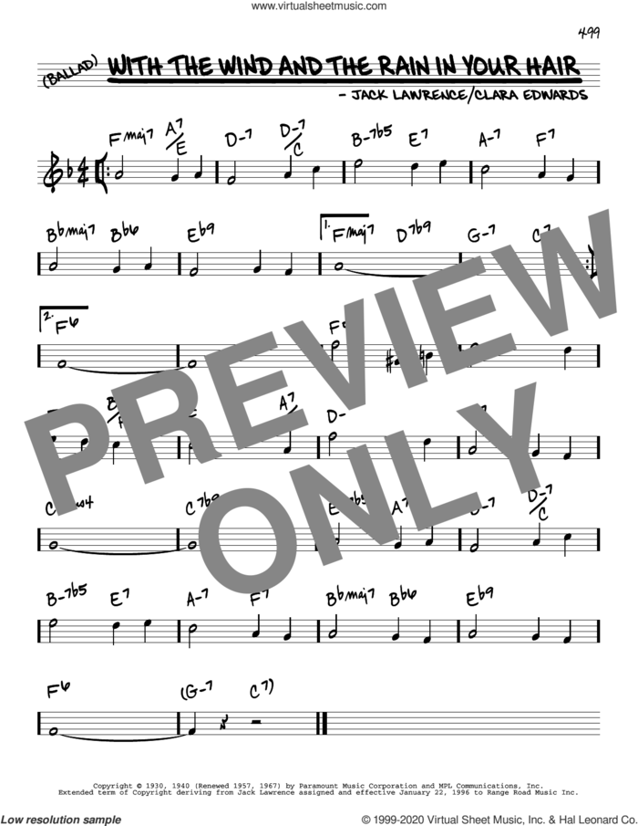 With The Wind And The Rain In Your Hair sheet music for voice and other instruments (real book) by Pat Boone, Clara Edwards and Jack Lawrence, intermediate skill level