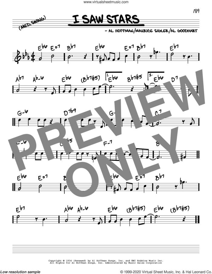 I Saw Stars sheet music for voice and other instruments (real book) by Freddie Martin and His Orchestra, Al Goodhart, Al Hoffman and Maurice Sigler, intermediate skill level
