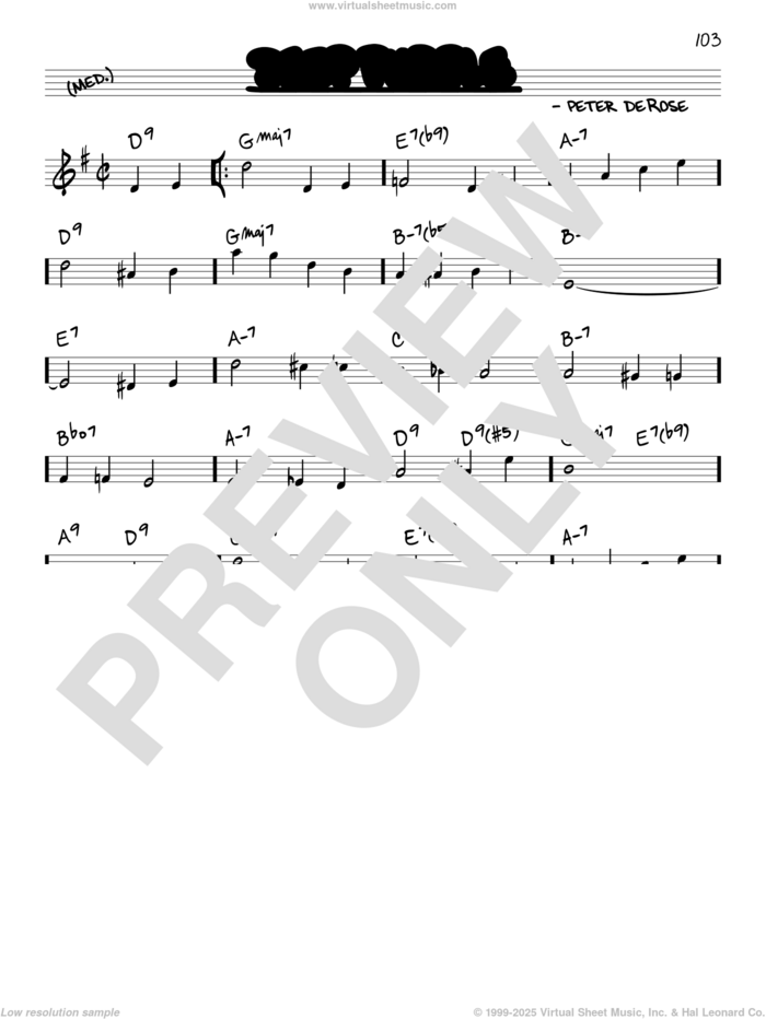 Deep Purple sheet music for voice and other instruments (real book) by Nino Tempo & April Stevens, Mitchell Parish and Peter DeRose, intermediate skill level