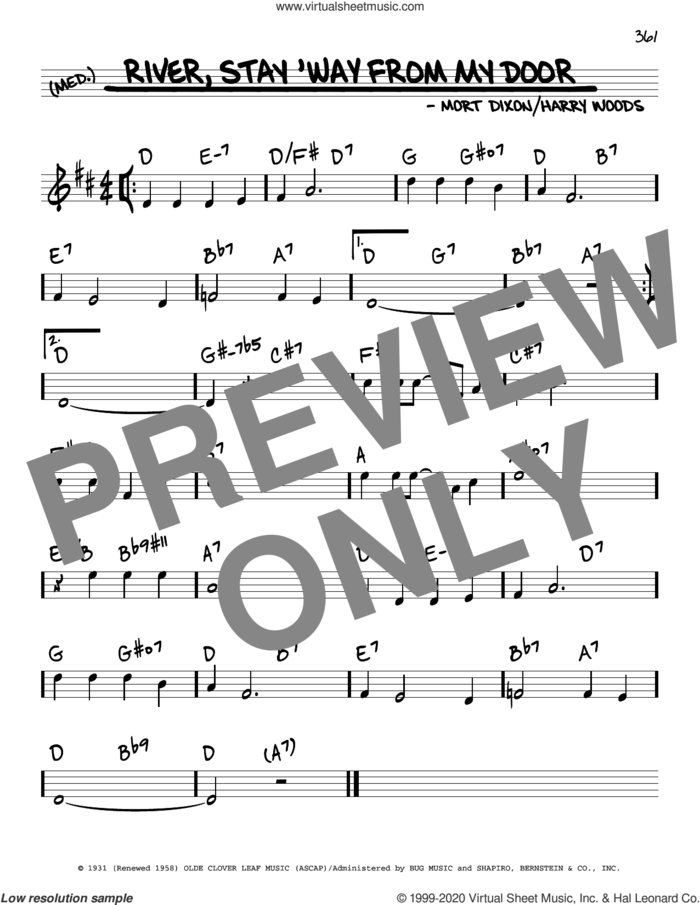 River, Stay 'Way From My Door sheet music for voice and other instruments (real book) by Frank Sinatra, Harry Woods and Mort Dixon, intermediate skill level