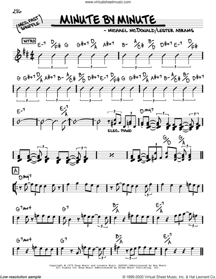 Minute By Minute sheet music for voice and other instruments (real book) by The Doobie Brothers, Lester Abrams and Michael McDonald, intermediate skill level