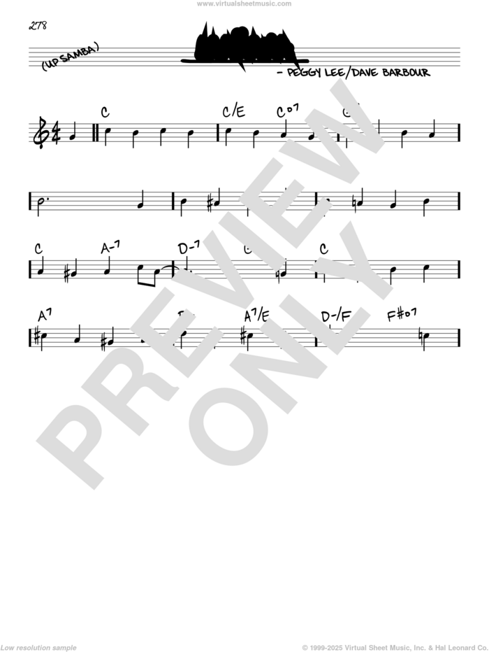 Manana sheet music for voice and other instruments (real book) by Peggy Lee and Dave Barbour, intermediate skill level