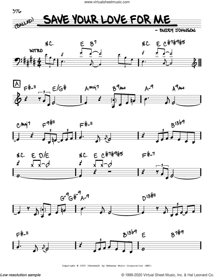 Save Your Love For Me sheet music for voice and other instruments (real book) by Buddy Johnson, intermediate skill level
