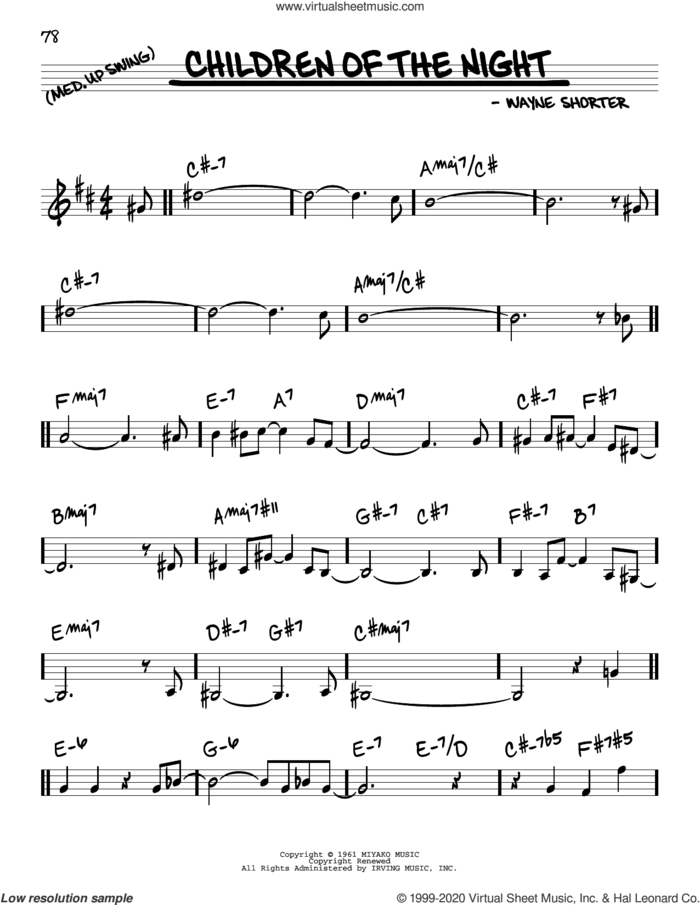 Children Of The Night sheet music for voice and other instruments (real book) by Wayne Shorter, intermediate skill level